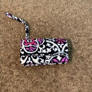 Vera Bradley Black and Pink Patterned Wristlet